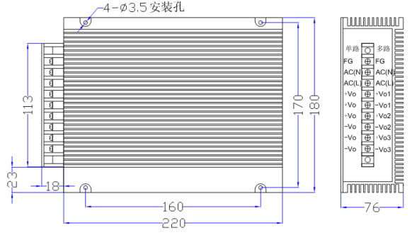 100W 線性電源(一體化) DLX系列產品圖