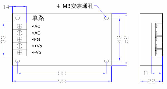 LED驅動電源 50W-G系列 恒流電源外形